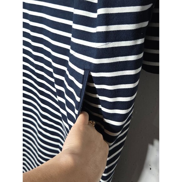 Lands End Womens Navy Striped 3/4 Sleeve Dress Plus Size 20W Nautical Pockets - Picture 4 of 12